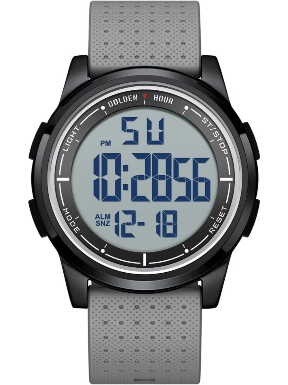 Men's Black Grey Rubber Strap Ultra-Thin Minimalist Waterproof Digital Watch